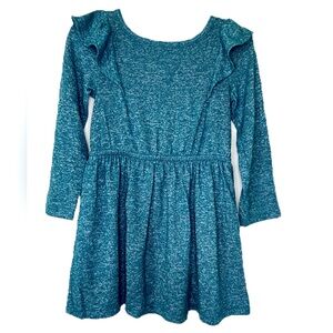 EUC Cat & Jack toddler 2T Blue Knit long sleeve dress w/ Ruffle detail